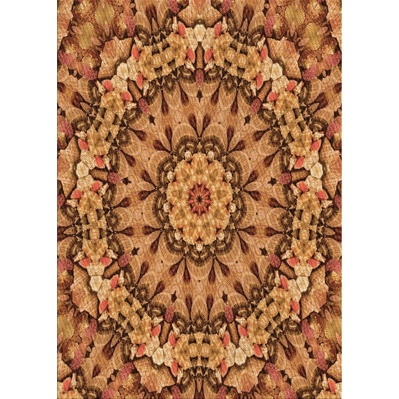 Ahgly Company Indoor Rectangle Patterned Carrot Orange Area Rugs, 6' x 9'