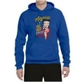 thumbnail image 2 of Wild Bobby, Betty Boop America Land of the Free Home of the Brave Betty Boop Unisex Hoodie Sweatshirt, Royal, X-Large, 2 of 5