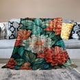 thumbnail image 2 of JRXY Fresh Green Coral Red Blue Orange Retro Floral Art Blanket Wildflower Garden Floral Throw Blanket for Couch Throw Blankets Flannel Blanket for Bed Couch Sofa Gifts White, 2 of 6