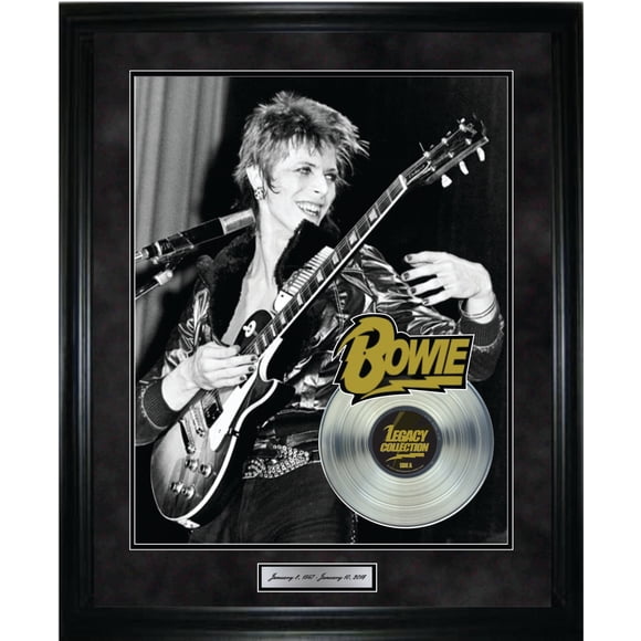 David Bowie Jouant de la Guitare Encadré avec LP Platine