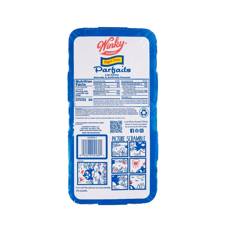 Winky Brand Sugar Free Parfait Gelatin, Strawberry, Lemon-Lime
