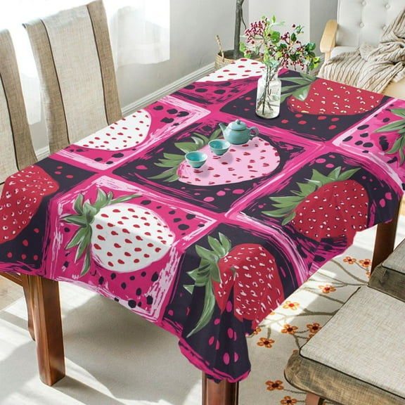 BZSMCE Square Tablecloth Strawberry Pattern Tableclothes