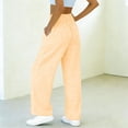 thumbnail image 5 of LNWUY Womens Gingham Palazzo Pants Wide Leg High Waisted Lounge Pajama Pants Comfy Bottoms Cute Casual Trousers with Pockets Orange L, 5 of 6