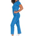 thumbnail image 4 of Short Sleeved Women V-Neck Slim Fit Denim Jumpsuit, 4 of 5
