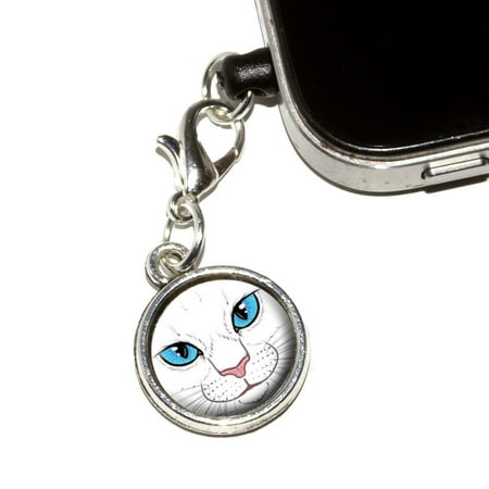 Rembrandt Cat Charm - White Cat Face - Pet Kitty Mobile Phone Charm