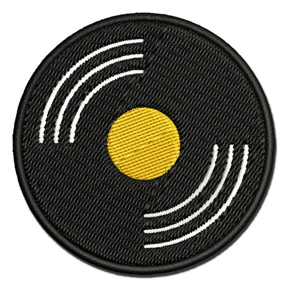 Record Vinyl Music Applique Multi-Color Embroidered Iron-On Patch - 2.5 Inch Small