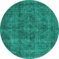thumbnail image 1 of Ahgly Company Machine Washable Indoor Round Oriental Turquoise Blue Industrial Area Rugs, 5' Round, 1 of 4