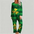 thumbnail image 6 of FDGIU Women's Soft Comfy Pajama Set - St. Patrick's Day Long Sleeve Green Print 2 Piece Loungewear, 6 of 6