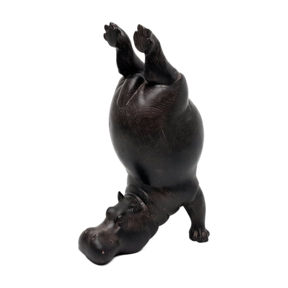 Set of 2 Resin Bookends, Black Hippo Upside Down Sculpture, Creative Desktop Bookshelf Decor, Heavy Duty Book Stand Holder for Home Office Study Room Gift