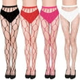 thumbnail image 4 of Lovskoo Fishnet Stockings Lace Patterned Tights High Waist Pantyhose Fishnets for Women Red, 4 of 4