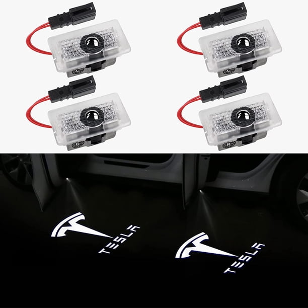 Proyector de luz con logotipo para puerta, luz de bienvenida, luz de paso para Tesla Model 3, Model Y, Model S, Model X, luz de puerta de coche, luz Tesla, accesorios Tesla, 4 unidades/paquete