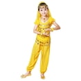 thumbnail image 5 of Weebloom Toddler Girl Outfit Dance Performance Outfit Belly Dance Ethnic Practice Dress Children Folk Dance Wear Design Girl Clothes Set Size 7-8 Years Yellow, 5 of 6
