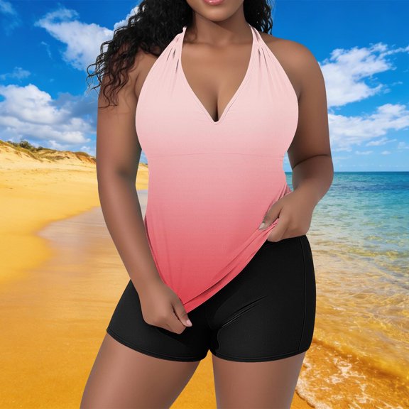 Wowcloth Women's Swimsuit Set, Separate Halter Neck Adjustable Top with Padded Bra, Casual Solid Color for Beach and Vacation
