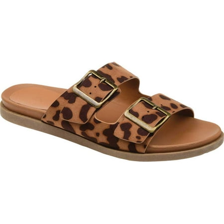 

Women s Journee Collection Whitley Two Strap Slide Leopard Faux Leather 11 M