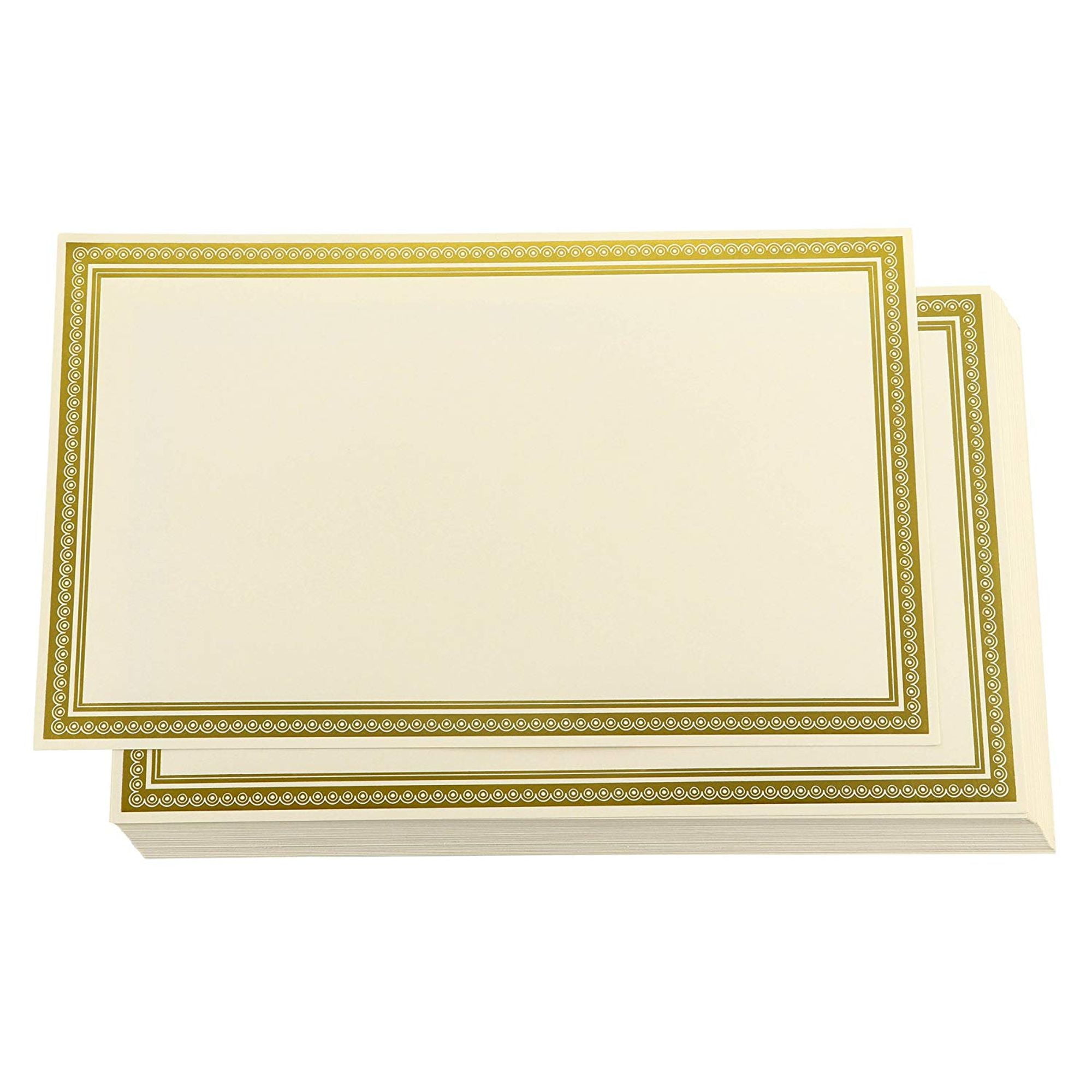 Award Certificates - 36-Pack Blank Plain Ivory Paper Sheets with Gold ...
