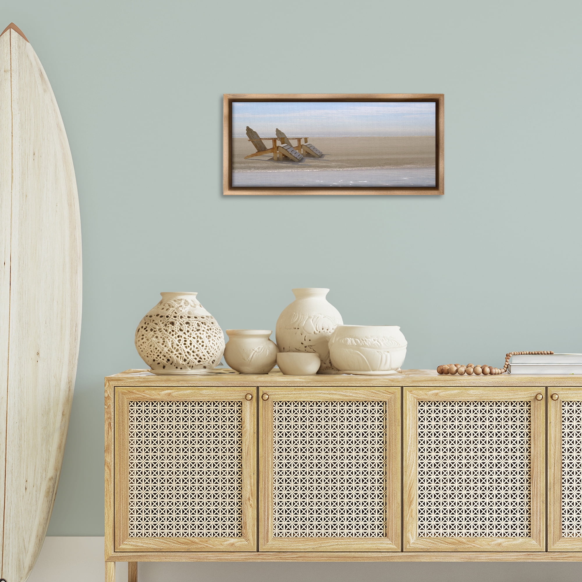 Stupell Industries Endless Beach Scene Landscape Photography Brown Floater Framed Canvas Art Print Wall Art, 31 x 14