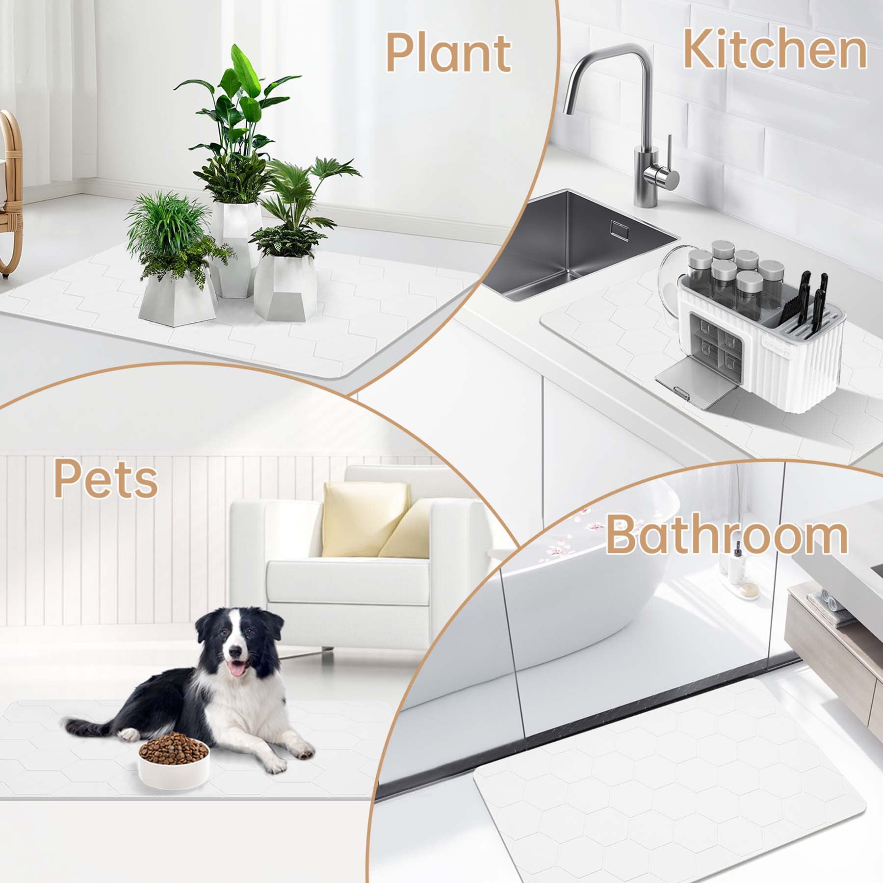 Stone Bath Mat,31.5x19.7Inches Non-slip Diatomaceous Earth Shower Mat Quick Drying Super Absorbent, Easy to Clean