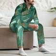 thumbnail image 7 of Picia Green And Gold Marble Pattern Men’s Long-Sleeve Sleepwear Set - Soft 2-Piece Loungewear with Pockets, Comfy PJs for Relaxing Nights-Medium, 7 of 7