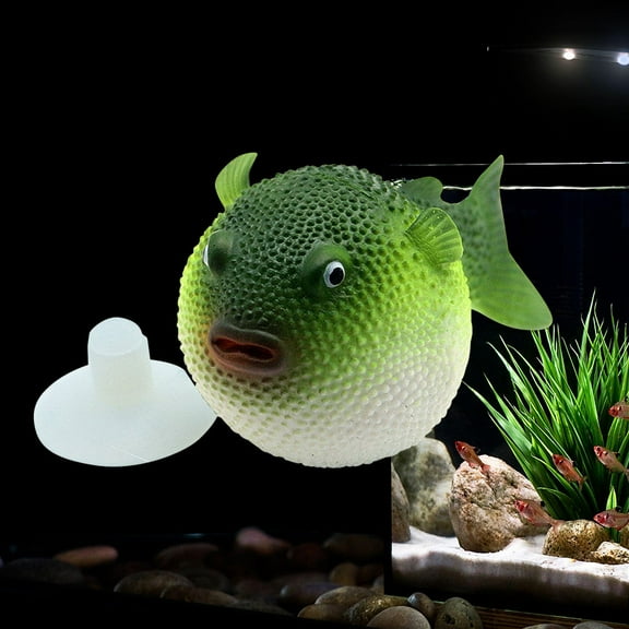 HOMEMAXS Lifelike Green Rubber Simulation Puffer Fish for Aquarium Decoration Safe and Realistic 4.5 Inches