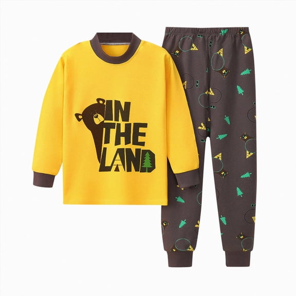 Kids Long Sleeve 2-Piece Pajama Set with Cartoon Print,Soft Sleepwear for Toddlers 6-7 Years