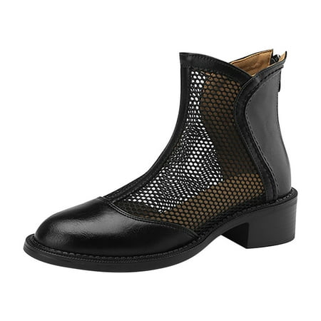 

Breathable Mesh Leather Short Boots High Heel Cloth Shoes Cloth Boots Women Sandals Casual Shoes Footwear
