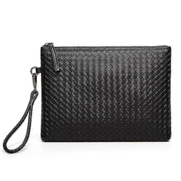Men's Leather Wristlet Bag, Multi-Compartment Phone Holder Wallet with Detachable Strap for Business Travel