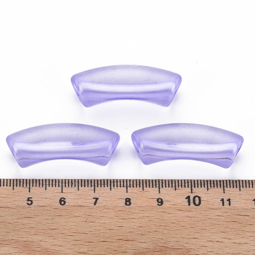Transparent Acrylic Beads Curved Tube Medium Purple 36x13.5x11.5mm Hole: 4mm about 148pcs/500g