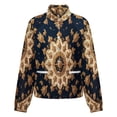 thumbnail image 5 of Jackets for Women Winter Coat Jackets Flannel Stand Collar Jacket(Gold Floral Pattern on Dark Blue Background,Size:S-4XL), 5 of 7