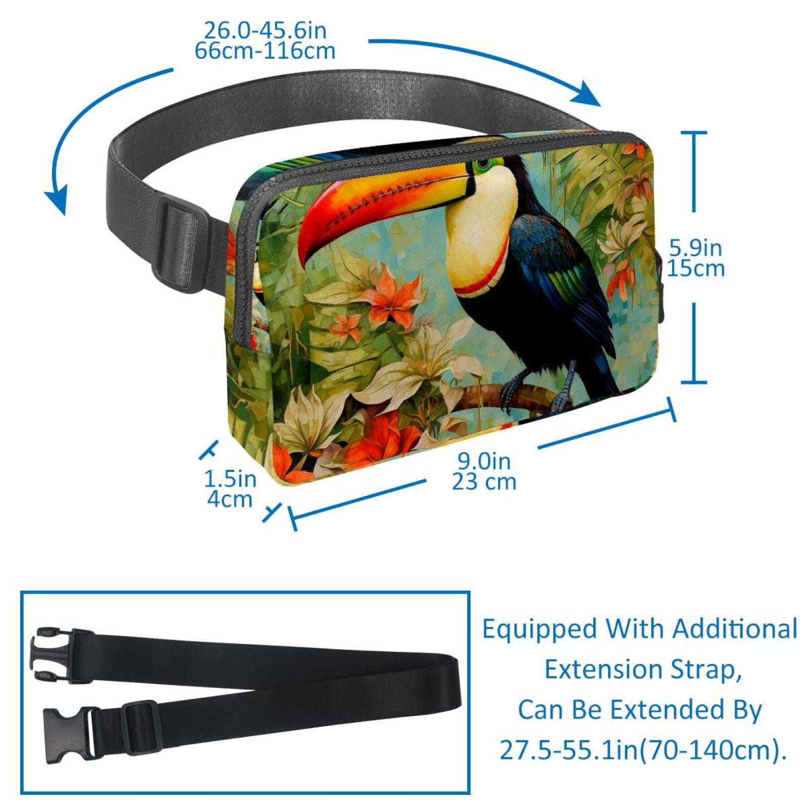 Toucan Adjustable Lightweight Waist Pack with Extension Strap - Unisex Fanny Packs Belt Bag Waist Bags
