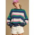 thumbnail image 3 of Redhotype Vibrant Green Striped Sweater – Drop Shoulder Knit, Style Sensation!, 3 of 8