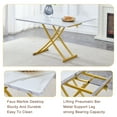 thumbnail image 4 of 4 in 1 Folding Dining Table, Modern Coffee Table with White Faux Marble Desktop & Gold Metal Legs, Multifunctional Office Table, Rectangular Dressing Table for Living Room, Dining Room, Office, 4 of 11