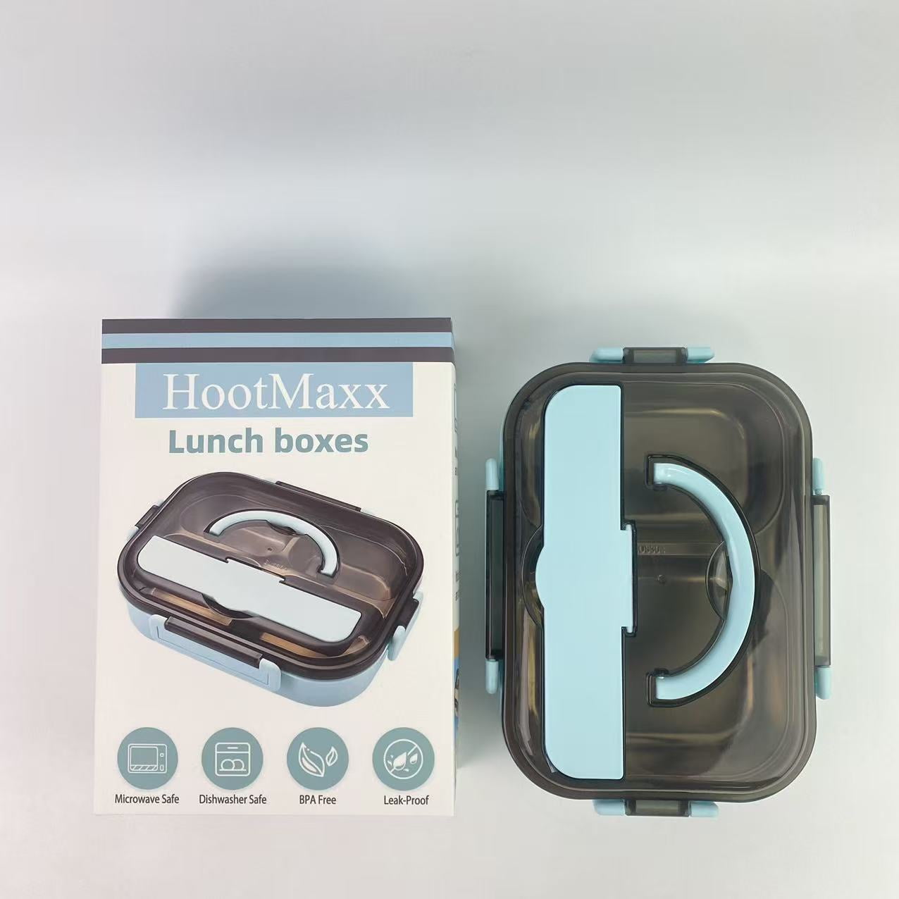 HootMaxx Lunch boxes ,Adult bento box, lunch container, leak proof lunch box with utensils, 2-bedroom bento box, microwave safe, blue