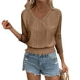 thumbnail image 4 of Fewfanhot Womens Blouses Knit Sweaters Fall V Neck Long Sleeve Pullover Casual Loose Tops, 4 of 9