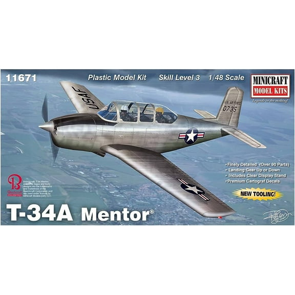 Minicraft Models MIN11671 1:48 Beech T-34A/B/C Mentor (All New Tooling), Multi