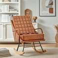 thumbnail image 2 of VECELO Nursery Rocking Chair with High Backrest, PU Leather Comfortable Rocker with Padded Seat for Living Room, Bedroom, Brown, 2 of 9