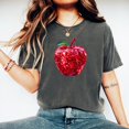 thumbnail image 4 of Red Disco Apple Shirt for Women & Teens Faux Glitter Teacher Tee, Pepper Shirt, L, 4 of 5