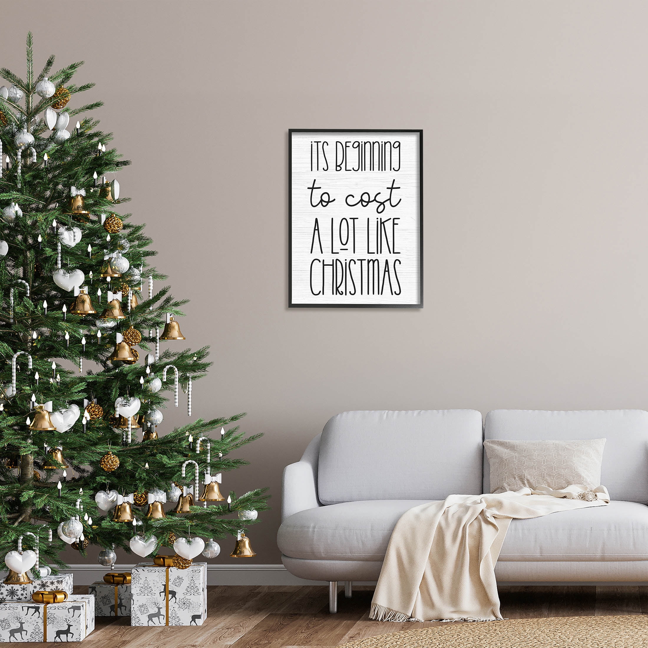 Beginning To Cost Like Christmas Humor Holiday Graphic Art Black Framed Art Print Wall Art