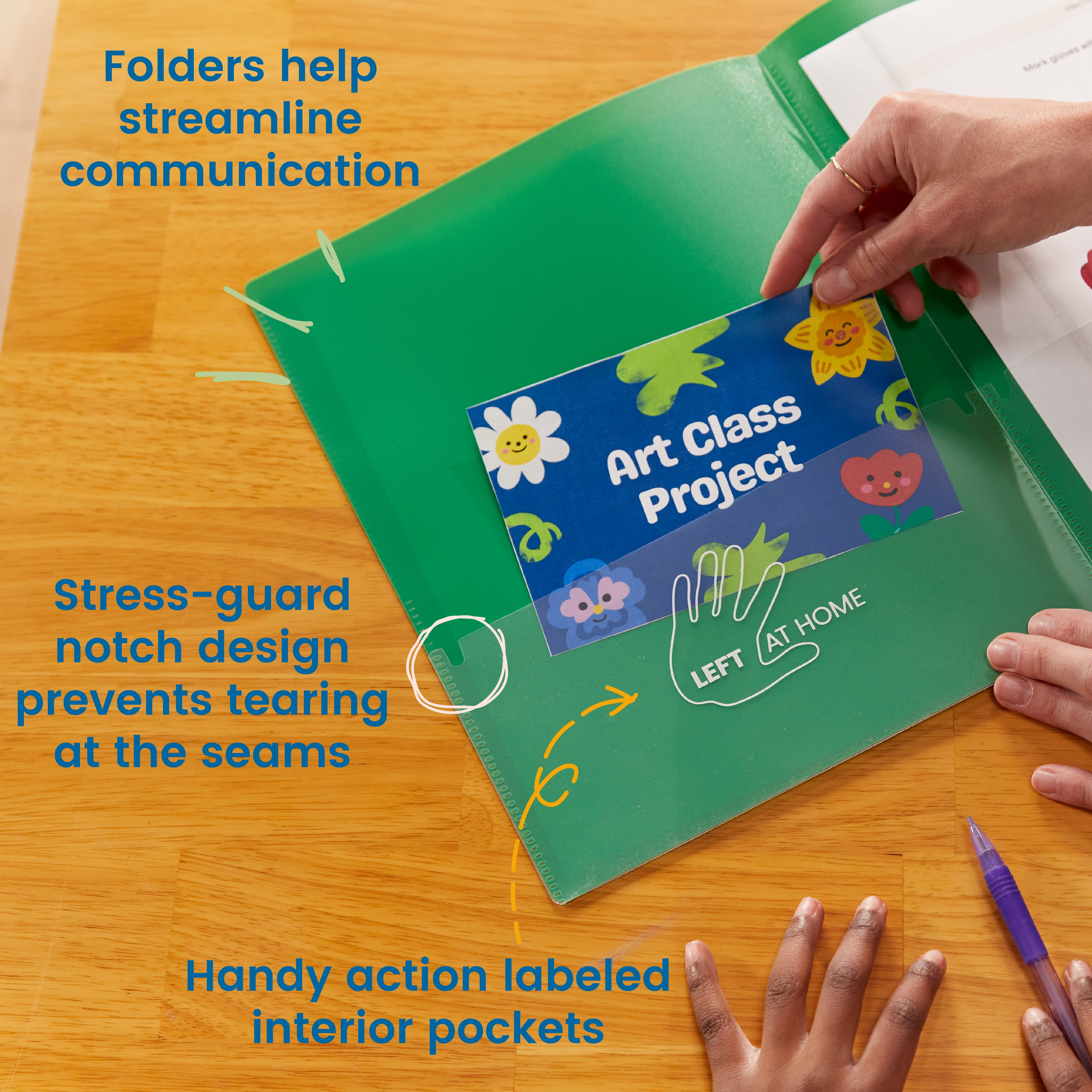 ECR4Kids 2-Pocket Parent-Teacher Classroom Communication Folder, Supplies, Assorted, 36-Piece