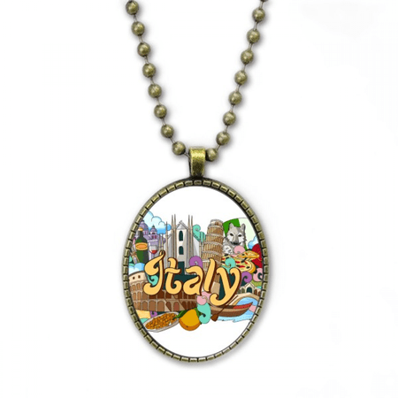 pisa milan cathedral italy graffiti necklace vintage chain bead pendant jewelry collection