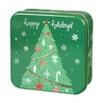 thumbnail image 2 of Lata de galletas navideñas con dibujos de chocolate, para guardar bocadillos, envoltorios de regalo, golosinas navideñas Árbol de Navidad verde, 2 of 9