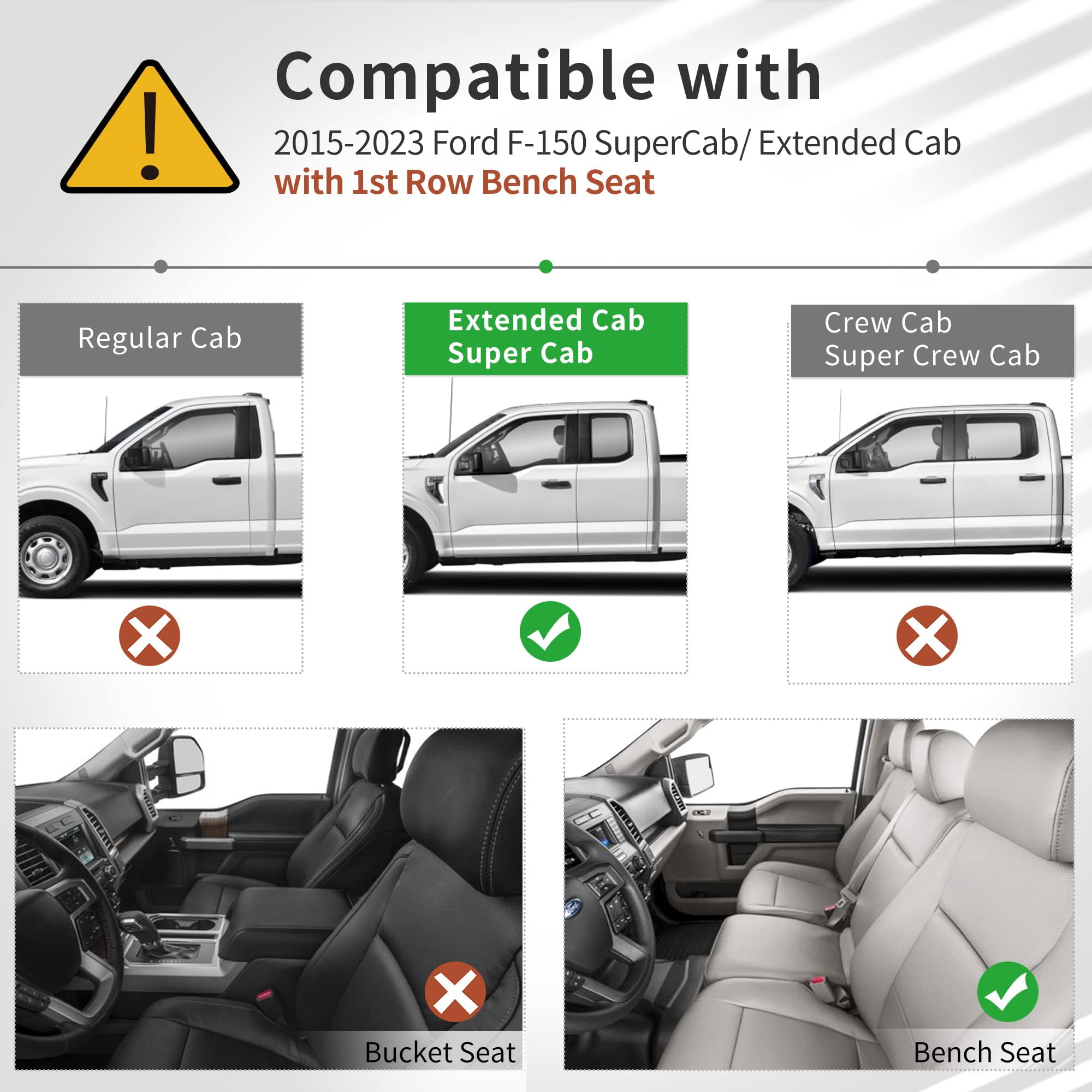 RVNI Floor Mats for 2015-2023 Ford F-150 F150 SuperCab Extended Cab 3D TPE