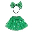 thumbnail image 1 of Falda de tul para el Día de San Patricio, diadema, tocado, cosplay, conjunto de diadema de tutú para mujer Verde con trébol, 1 of 9