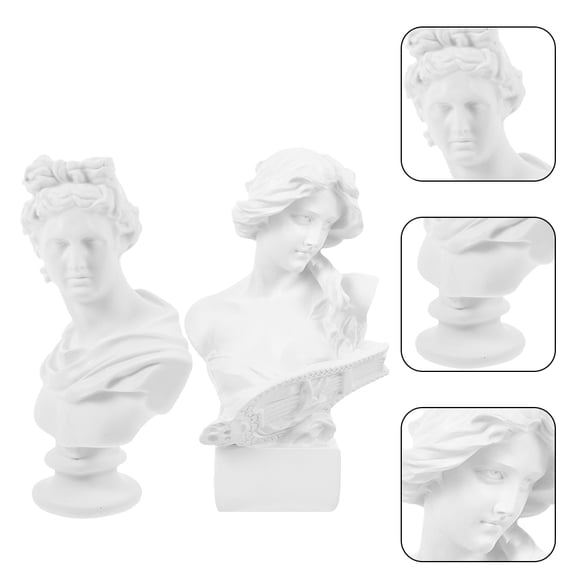 HEANUJJ White Resin Statue Set of 2 Elegant Vintage Style Home Decor Desktop Ornaments