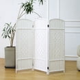 thumbnail image 2 of Furnnylane 3 Panel Rattan Divider Short Room Partition Screen,Double Sided Folding Divider for Room Separation,White,47.2" H x 47.2" W, 2 of 6
