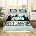 thumbnail image 1 of Funda nórdica Happy Camping, Juego de cama Camper de dibujos animados Queen,Retro Rústico, 1 of 7