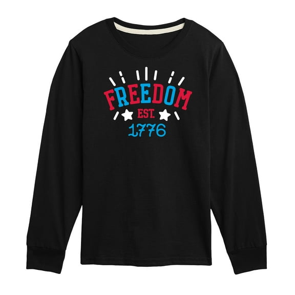 Instant Message - 4th of July - Freedom Est 1776 - Toddler & Youth Long Sleeve Graphic T-Shirt