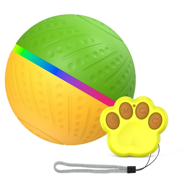 Dsscvnef Jouet Interactif pour Chien Jouet Intelligent pour Chien Auto-Roulant pour Grand Chien Jouet Actif avec Lumières LED Rechargeable avec Télécommande