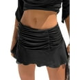 thumbnail image 1 of EYIIYE Women's Casual A-line Pleated Skirts, Ruched Ruffle Wave Mini Skirts, 1 of 6