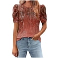 thumbnail image 1 of Tnhcen T-Shirt d'Été Ample pour Femmes à Col Rond Imprimé avec Manches Bouffantes Correctrices / Chemise Décontractée Extensible / Design Léger et Respirant / P-2TG, 1 of 7