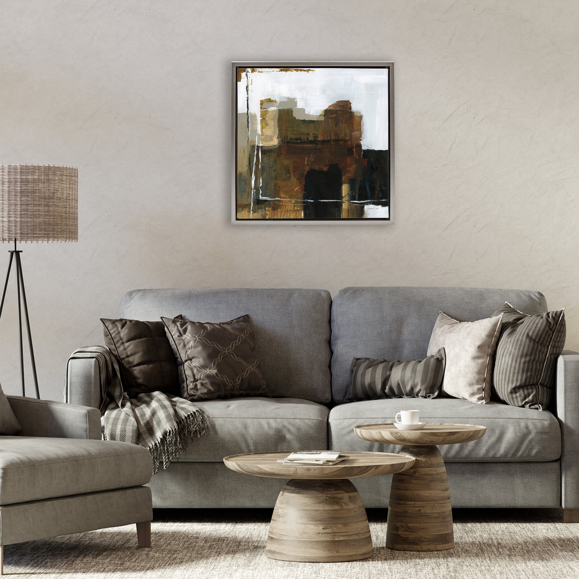 Stupell Industries Natural Abstract Earth Tones Gray Framed Floater Canvas Wall Art, design by Danhui Nai
